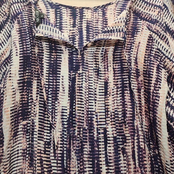 Nic + Zoe Blouse Boho Keyhole Blue Pink XL Womens Silk Blend Casual - Picture 13 of 16